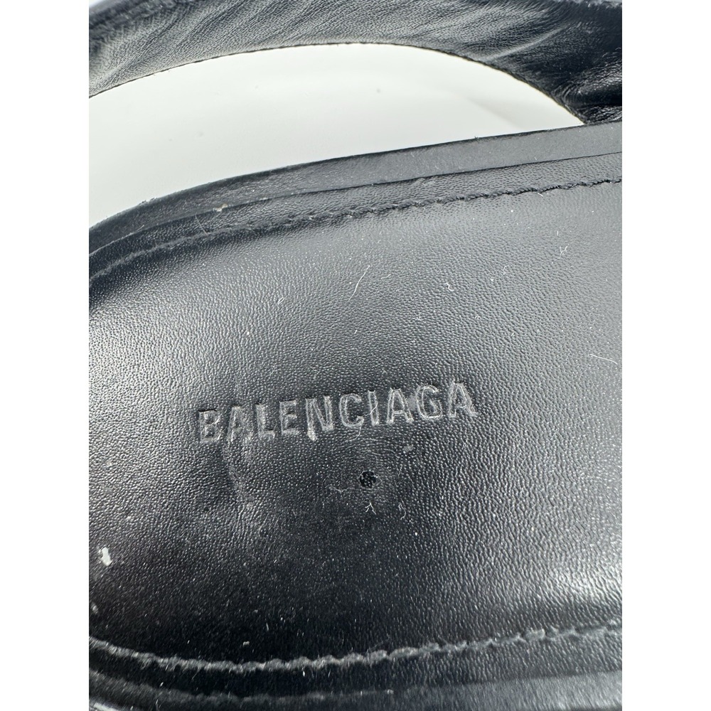 Authentic Balenciaga Logo Print Ankle Strap Sandal Black White Size 38.5 - Picture 8 of 10